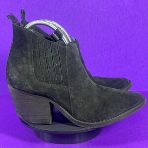 Matisse Women's Black Suede Leather Block Heel‎ EVE Western Bootie Shoe Size 9 M